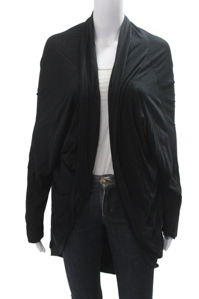 Bryn Walker Women Cardigan Hoodie Black 100% Cotton Long Sleeve Size M