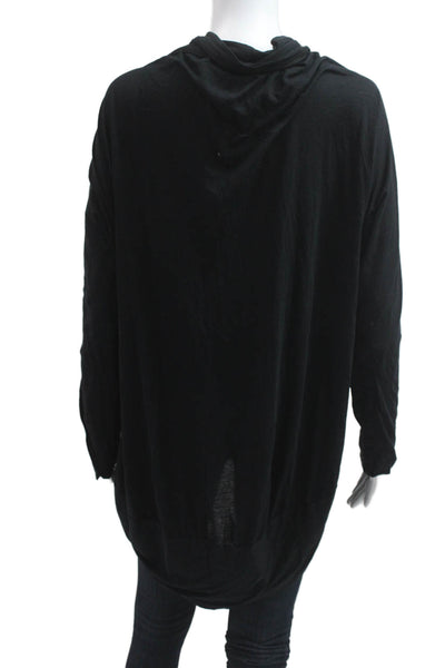 Bryn Walker Women Cardigan Hoodie Black 100% Cotton Long Sleeve Size M
