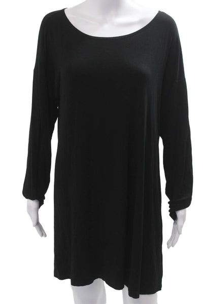 Bryn Walker Women Shift Dress Black Long Sleeve Round Neck Size L