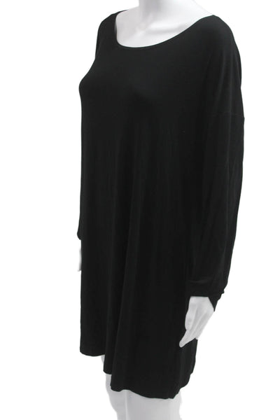 Bryn Walker Women Shift Dress Black Long Sleeve Round Neck Size L