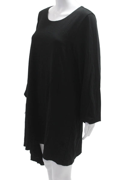 Bryn Walker Womens Shift Dress Black Long Sleeve Round Neck Size XL