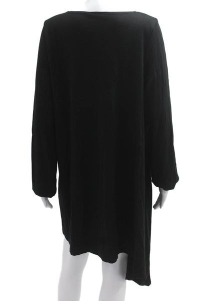 Bryn Walker Womens Shift Dress Black Long Sleeve Round Neck Size XL