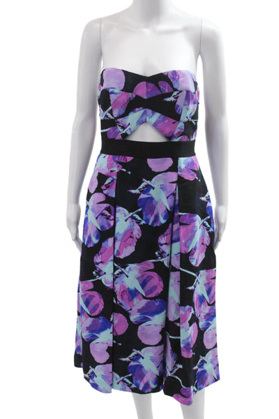 Rachel Rachel Roy Women Fit & Flare Black Floral Maxi Dress Sleeveless Size 8