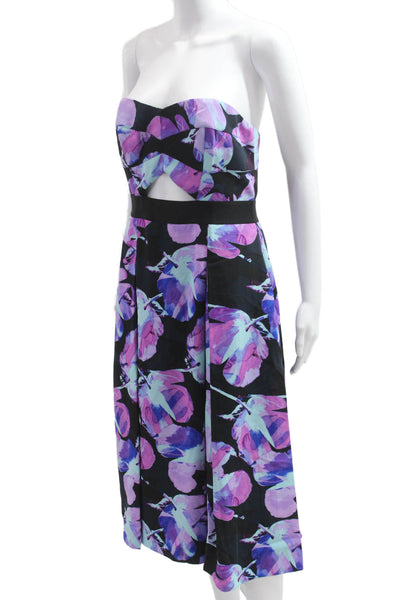 Rachel Rachel Roy Women Fit & Flare Black Floral Maxi Dress Sleeveless Size 8