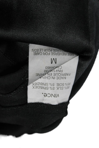 Vince Women Shift Dress Black V Neck Short Sleeve Cotton Knee Length Size M