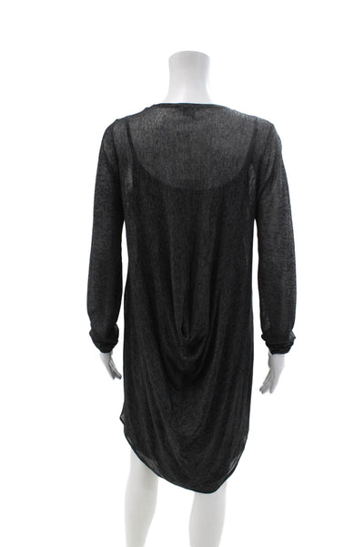 Theory Women Sweater Dress Charcoal Viscose Long Sleeve Knee Length Size L