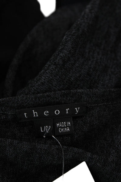 Theory Women Sweater Dress Charcoal Viscose Long Sleeve Knee Length Size L