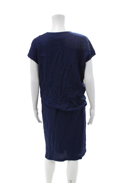 Helmut Helmut Lang Womens Sheath Dress Dark Blue V Neck Short Sleeve Size 12