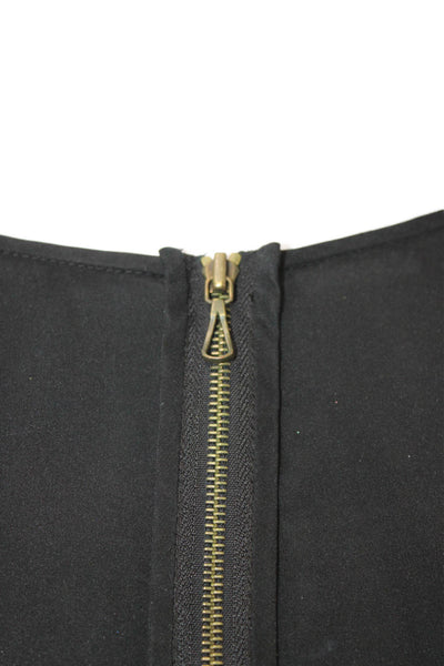 Vince Women Silk Blend Tunic Blouse Black 3/4 Dolman Round Neck Zip Size M