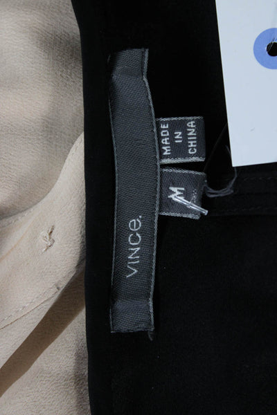 Vince Women Silk Blend Tunic Blouse Black 3/4 Dolman Round Neck Zip Size M