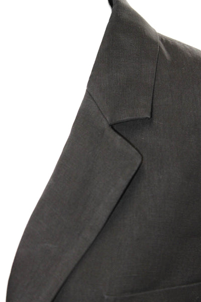 Everlane Womens Linen Notched Collar Buttoned Long Sleeve Blazer Black Size 14