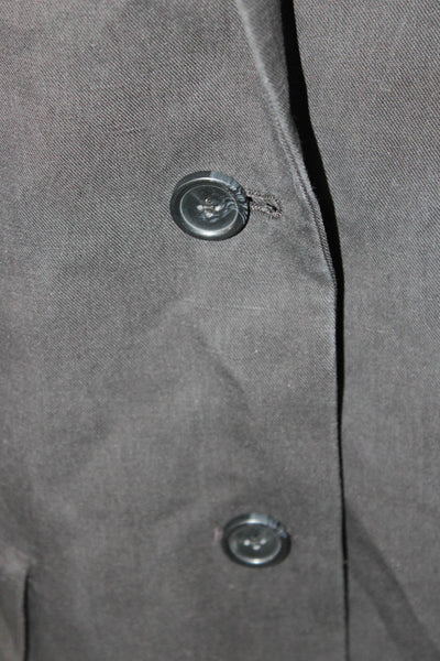 Everlane Womens Linen Notched Collar Buttoned Long Sleeve Blazer Black Size 14