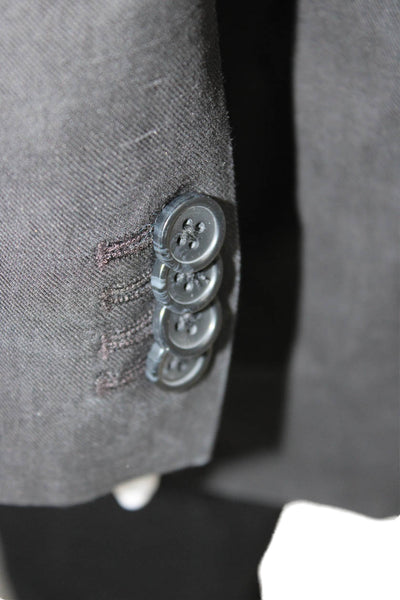 Everlane Womens Linen Notched Collar Buttoned Long Sleeve Blazer Black Size 14
