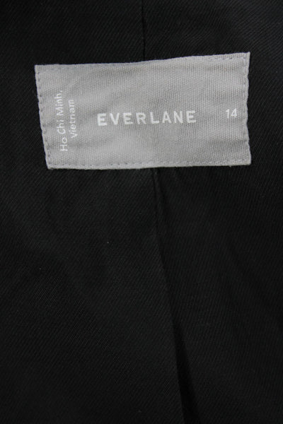 Everlane Womens Linen Notched Collar Buttoned Long Sleeve Blazer Black Size 14