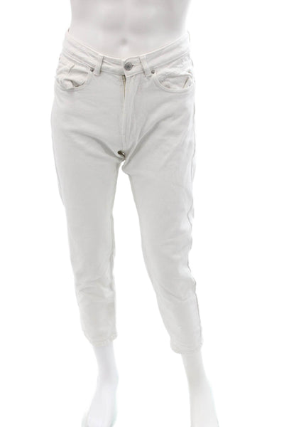 Lefties Mens Cropped Straight White 100% Cotton Jeans Size 38