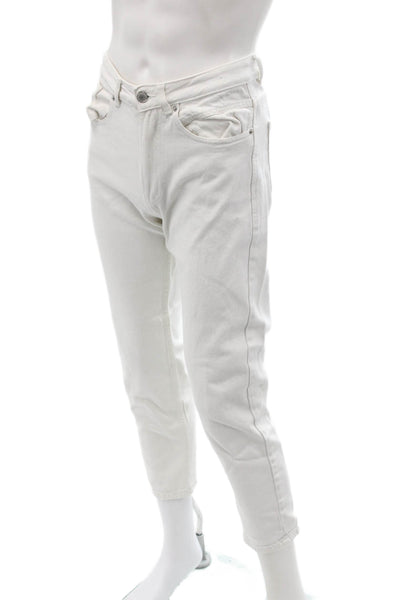 Lefties Mens Cropped Straight White 100% Cotton Jeans Size 38