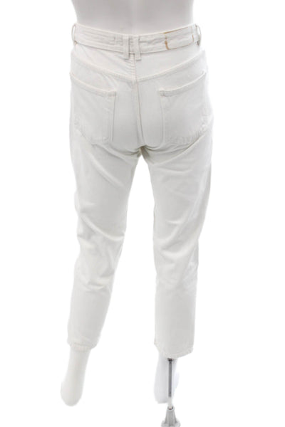 Lefties Mens Cropped Straight White 100% Cotton Jeans Size 38