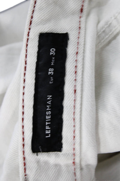 Lefties Mens Cropped Straight White 100% Cotton Jeans Size 38