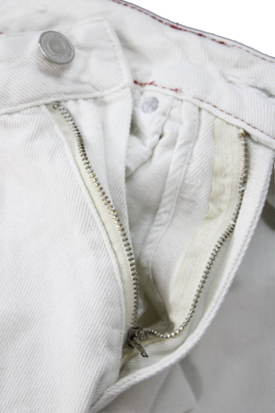 Lefties Mens Cropped Straight White 100% Cotton Jeans Size 38
