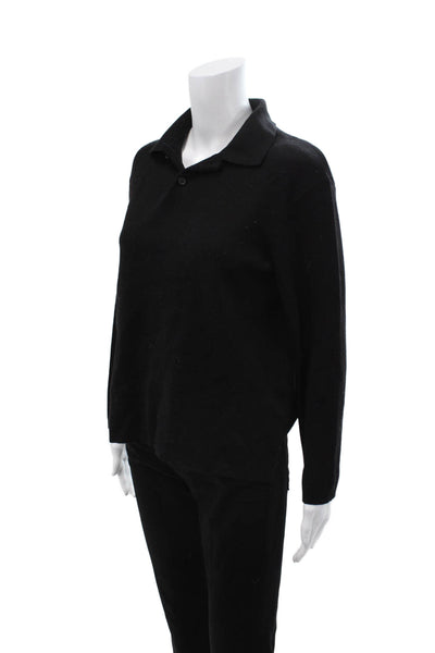 Zara Women Collared Pullover Sweater Black Viscose Polyester Long Sleeve Size S