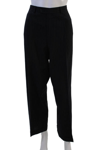 Michael Kors Mens Dress Pants Black Wool Striped Button Size 30