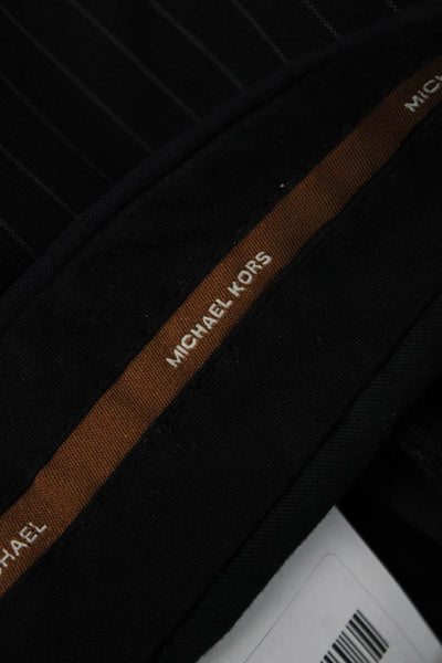 Michael Kors Mens Dress Pants Black Wool Striped Button Size 30