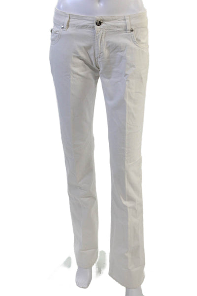 Just Cavalli Women Chino Pants White Cotton Designer 29in Size 26