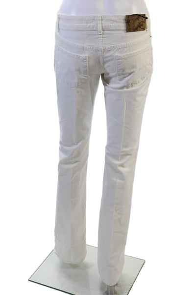 Just Cavalli Women Chino Pants White Cotton Designer 29in Size 26