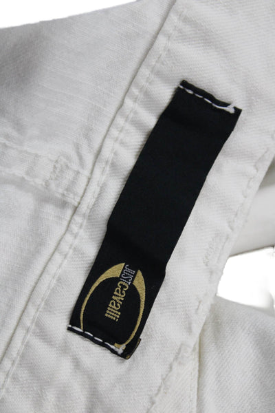 Just Cavalli Women Chino Pants White Cotton Designer 29in Size 26