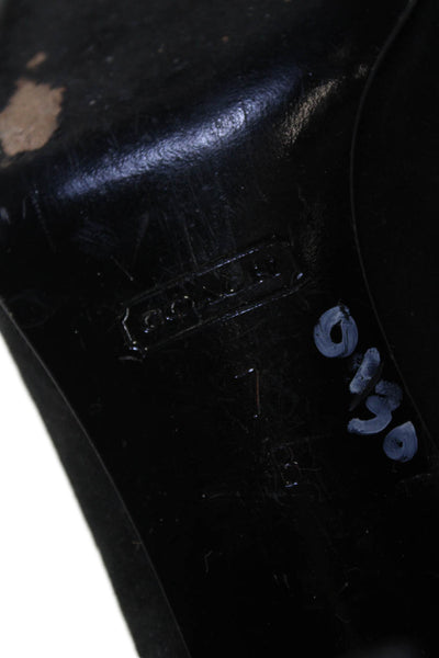 Coach Women's Round Toe Beaded Suede Cone Heels Pumps Black Size 7