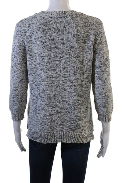Theory Women Pullover Sweater Gray Crewneck 3/4 Sleeve Cotton Cashmere Size M
