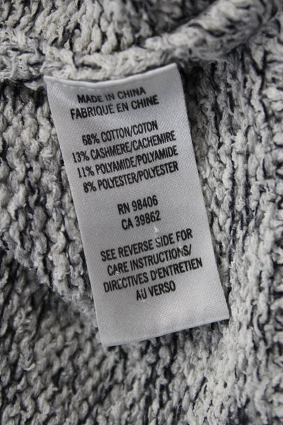 Theory Women Pullover Sweater Gray Crewneck 3/4 Sleeve Cotton Cashmere Size M