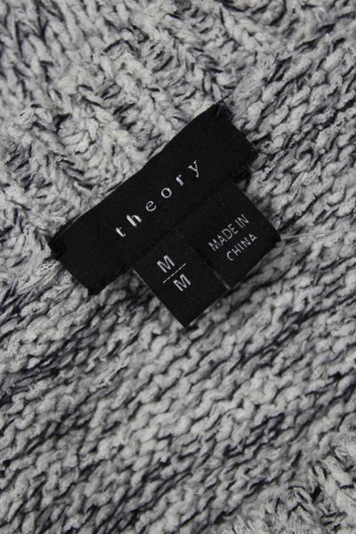 Theory Women Pullover Sweater Gray Crewneck 3/4 Sleeve Cotton Cashmere Size M