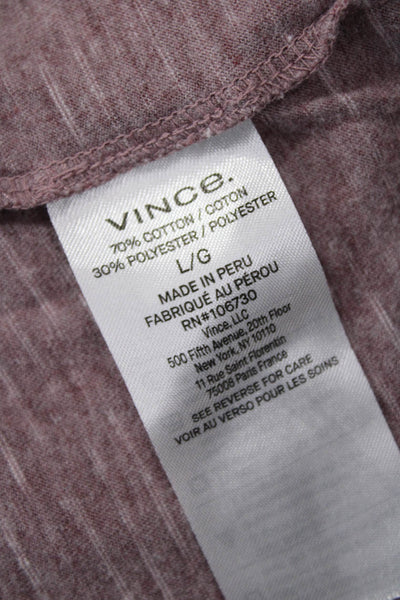 Vince Mens Striped Purple Long Sleeve Crew Neck T-Shirt Size L