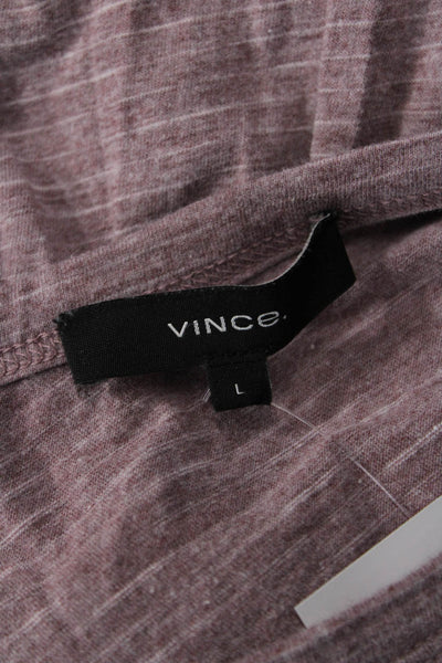 Vince Mens Striped Purple Long Sleeve Crew Neck T-Shirt Size L