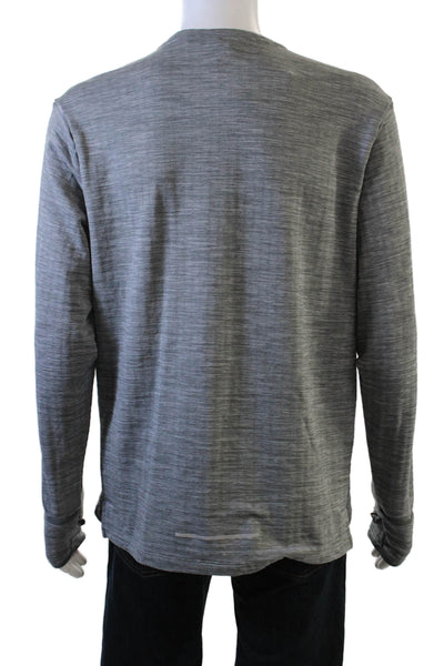 Nike Mens Long Sleeve Striped Gray T Shirt Polyester Spandex Size L