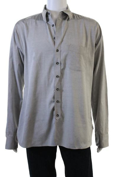 Rag & Bone Mens Button Front Long Sleeve Collared Shirt Gray Cotton Size XL