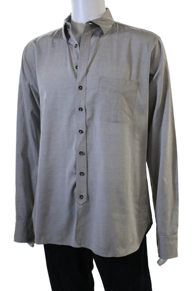 Rag & Bone Mens Button Front Long Sleeve Collared Shirt Gray Cotton Size XL