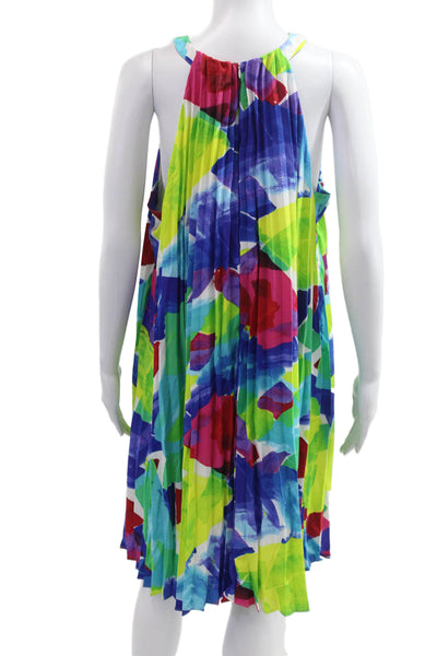 Lauren Ralph Lauren Women Trapeze Swing Dress Blue Print Sleeveless Size 16
