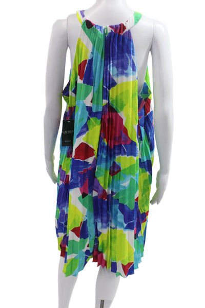Lauren Ralph Lauren Women Trapeze Dress Blue Geometric High Neck Size 18