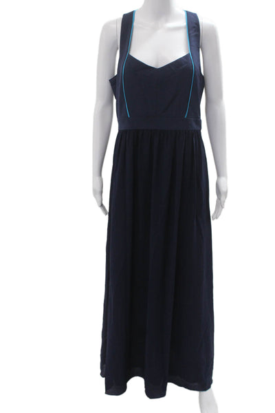 Belle Badgley Mischka Womens Maxi Tank Dress Dark Blue Sleeveless Zip Size 10