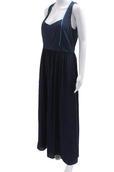 Belle Badgley Mischka Womens Maxi Tank Dress Dark Blue Sleeveless Zip Size 10