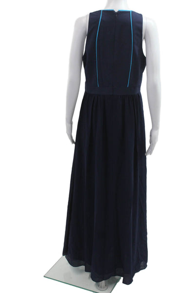 Belle Badgley Mischka Womens Maxi Tank Dress Dark Blue Sleeveless Zip Size 10