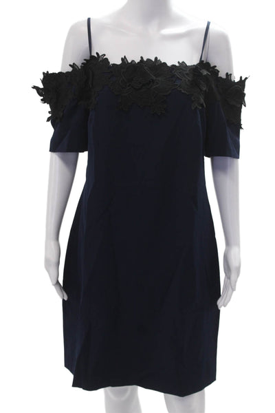 Belle Badgley Mischka Women Shift Dress Black Short Sleeve Knee Length Size 14