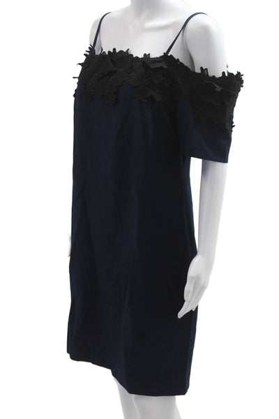 Belle Badgley Mischka Women Shift Dress Black Short Sleeve Knee Length Size 14