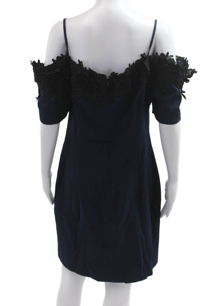 Belle Badgley Mischka Women Shift Dress Black Short Sleeve Knee Length Size 14