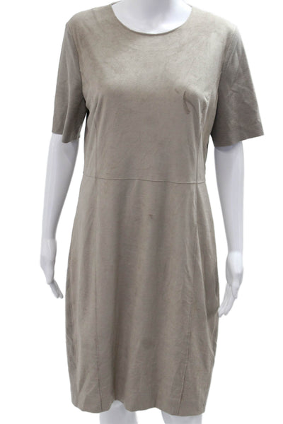 T Tahari Womens Sheath Shift Beige Knee Length Short Sleeve Dress Size 12