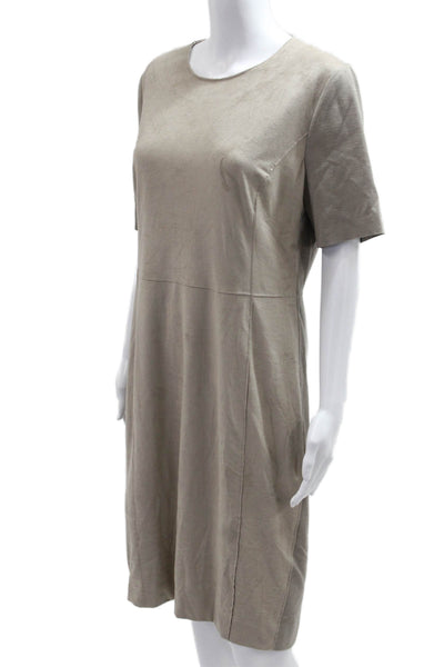 T Tahari Womens Sheath Shift Beige Knee Length Short Sleeve Dress Size 12