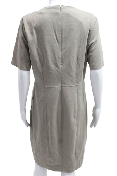 T Tahari Womens Sheath Shift Beige Knee Length Short Sleeve Dress Size 12