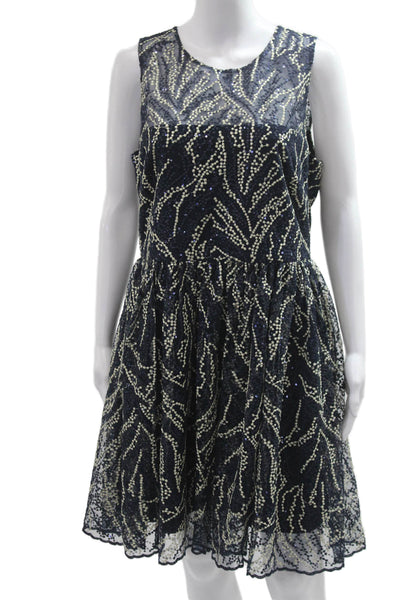 Belle Badgley Mischka Women Dark Blue Fit & Flare Knee Length Dress Size 12